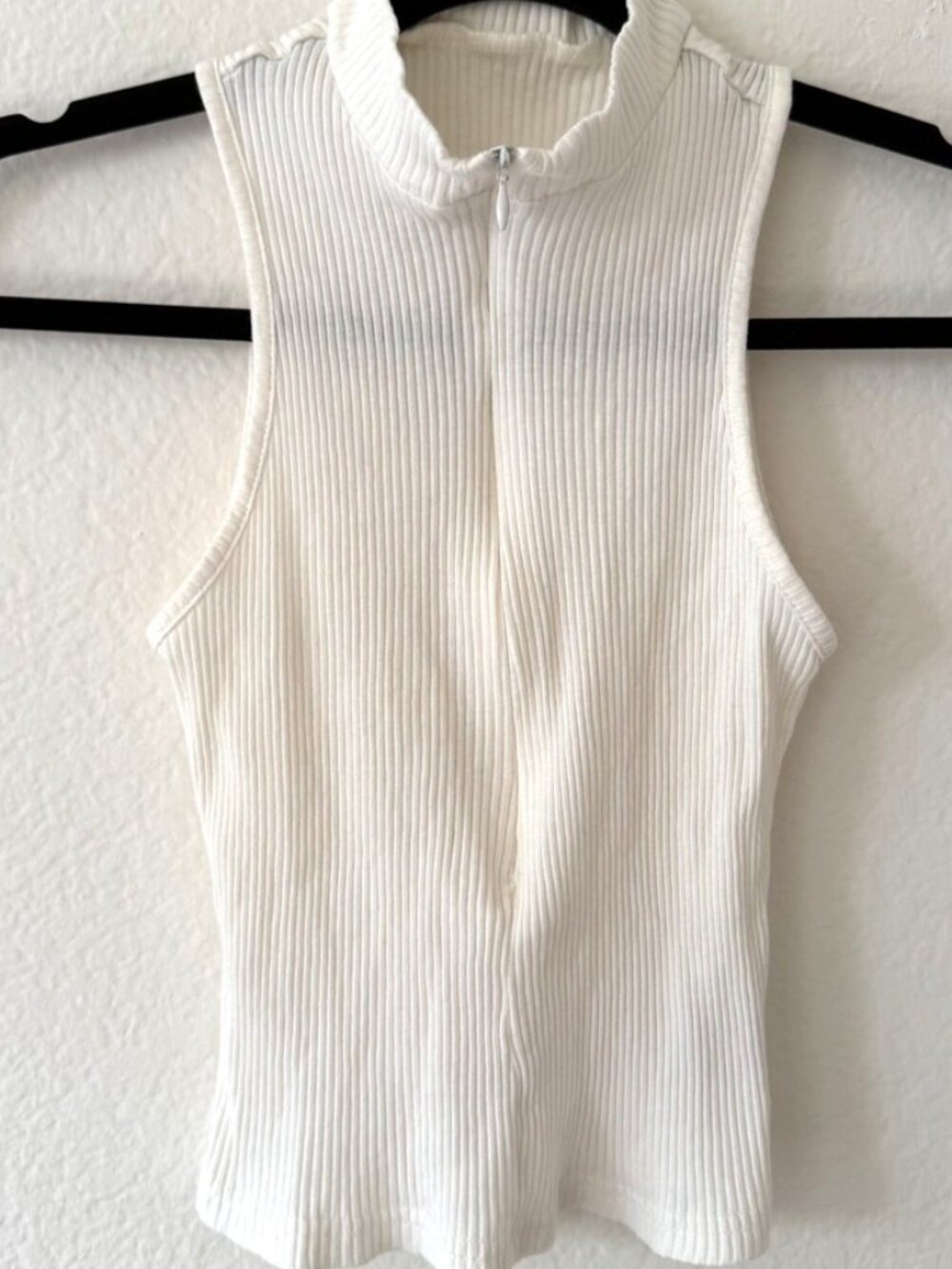 White Ribbed Knit Tank Top